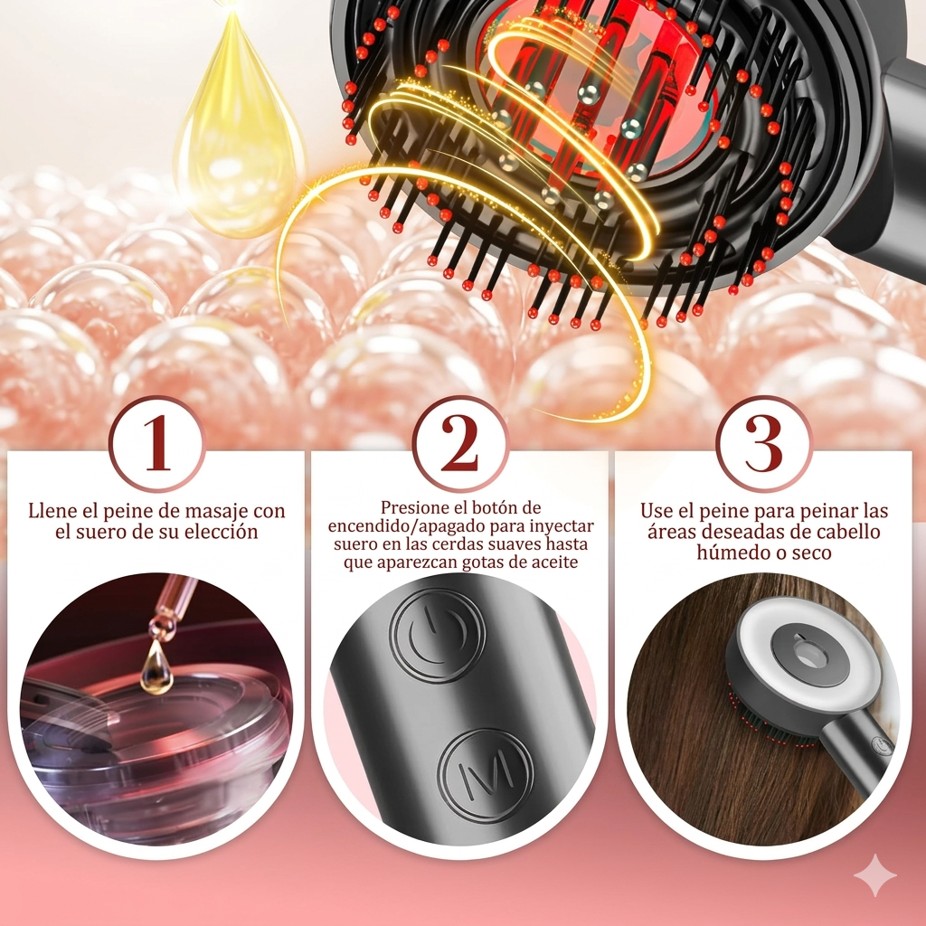 Cepillo Masajeador Cabello Terapia Luz